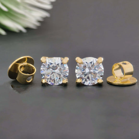 2.00 TCW Round Moissanite Stud Earrings - Screw Back Earrings