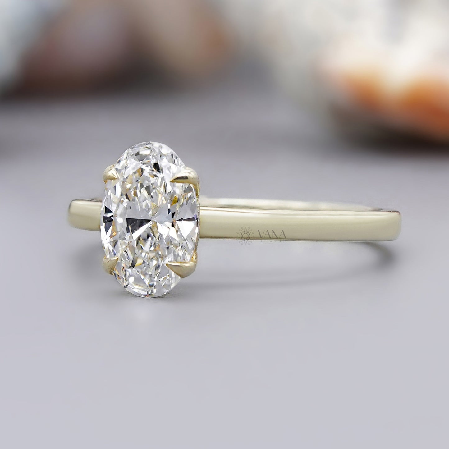 Handmade yellow gold moissanite promise ring for her