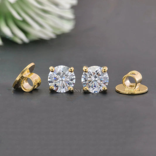 1.00 TCW round moissanite wedding earrings with screw back closure