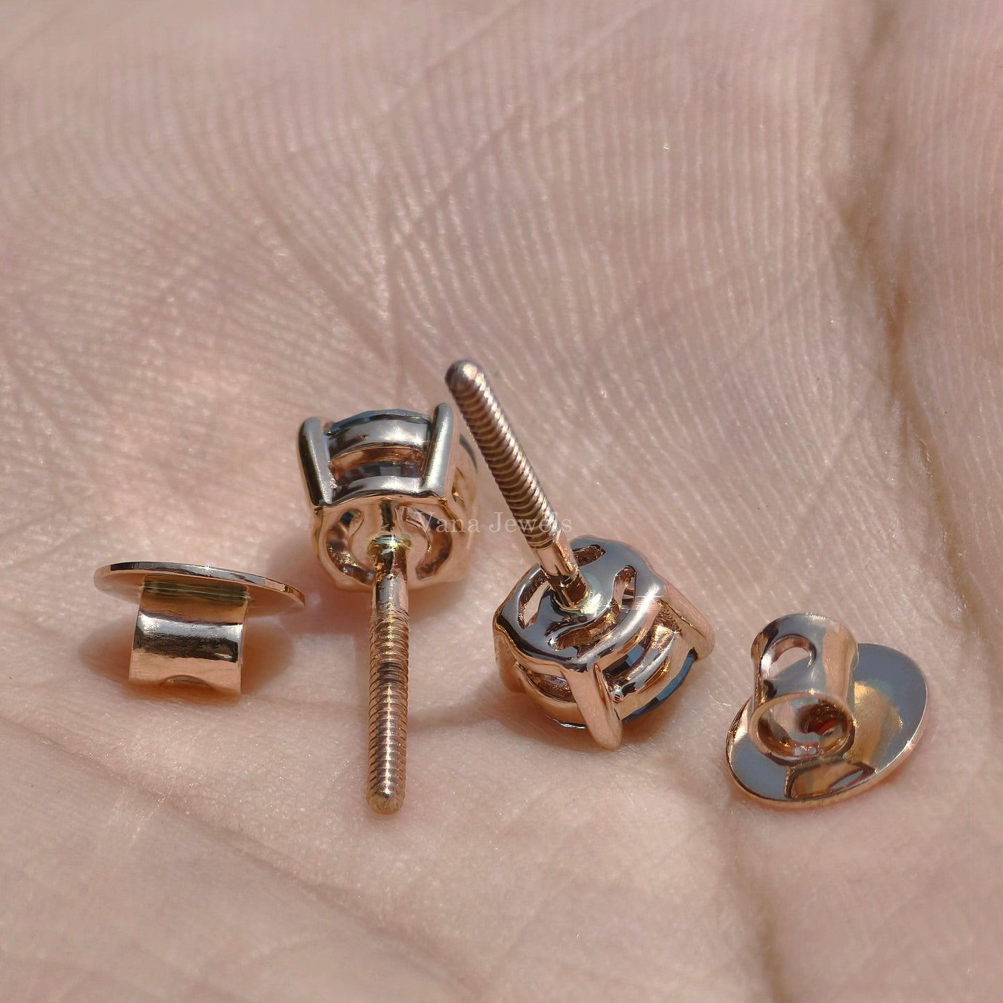 Royal blue round moissanite Stud earrings gift