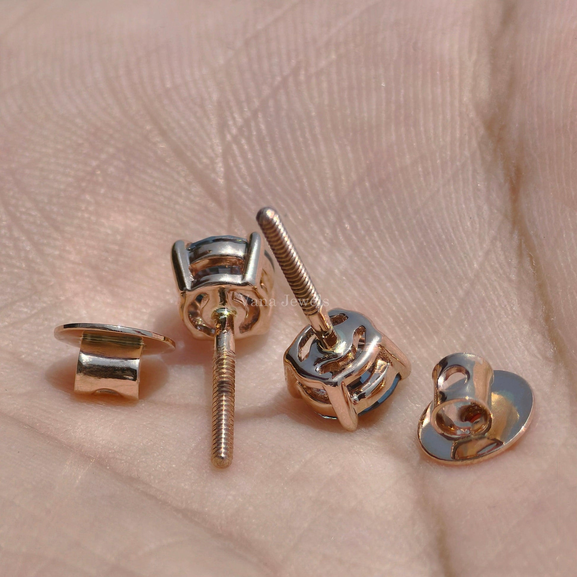 Royal blue round moissanite Stud earrings gift