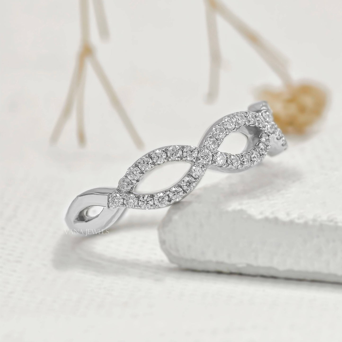 Round Brilliant Cut Lab Grown Diamond Pave Eternity Wedding Band