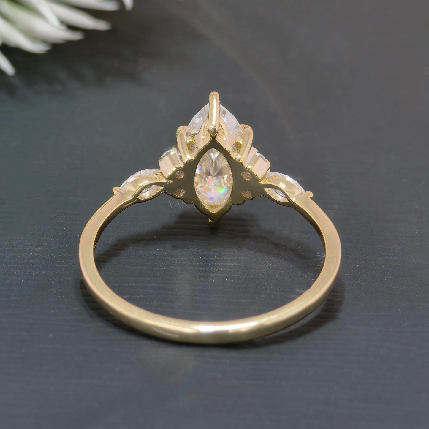 1.21 TCW Marquise Cut Moissanite Engagement Ring, Vintage Style Unique Proposal Ring for Her
