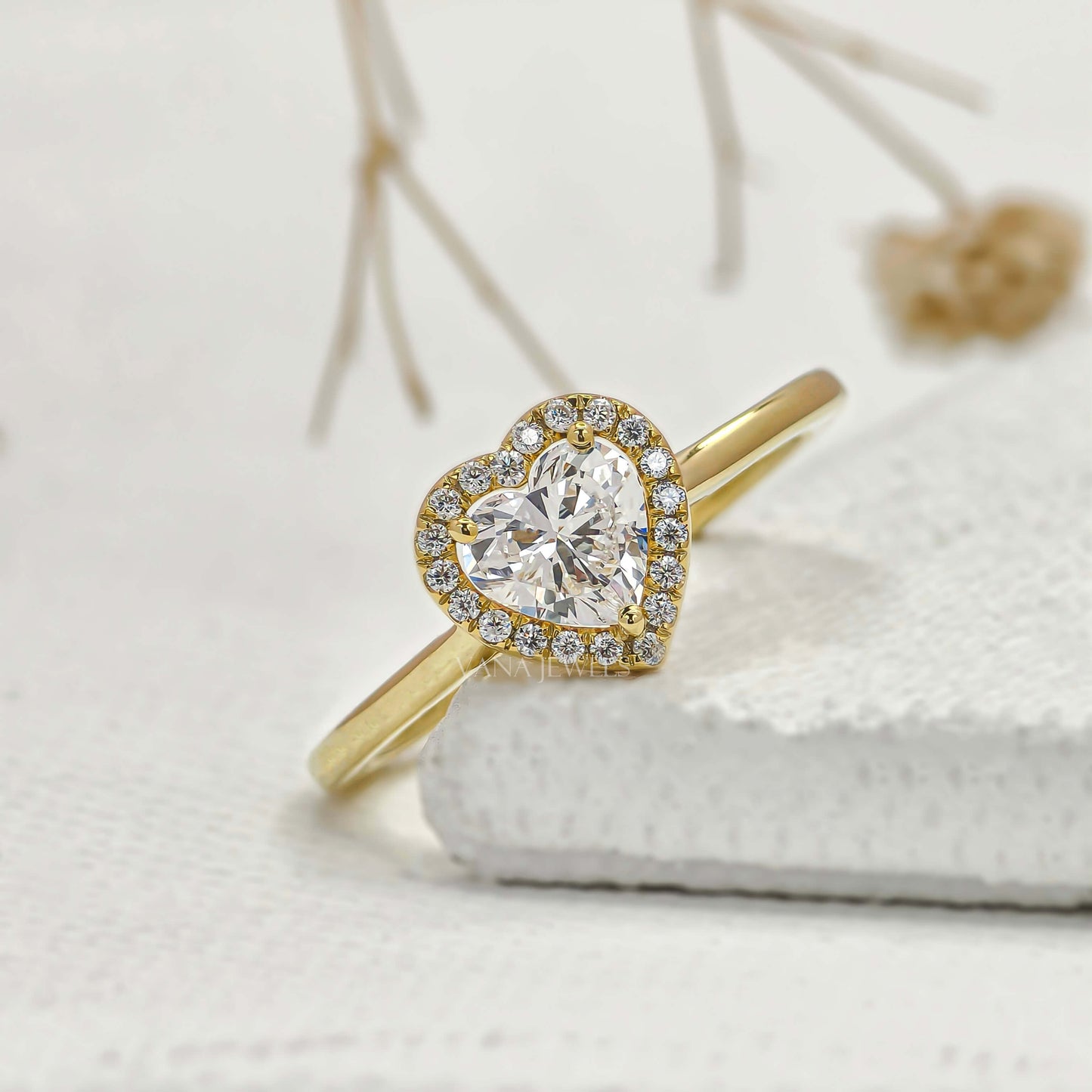 Heart Shaped Lab Grown Diamond Halo Engagement Ring