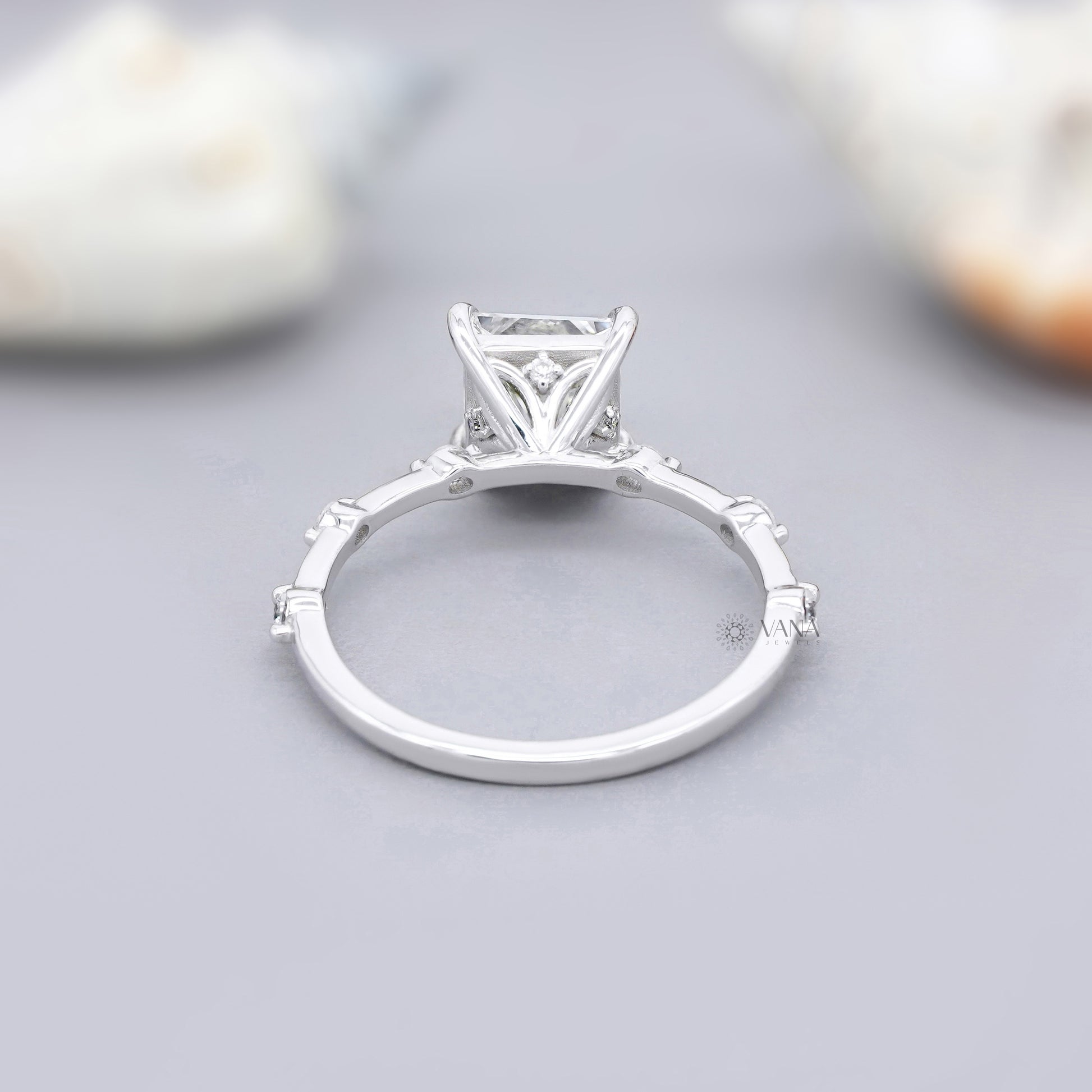 Moissanite bridal ring with side stones