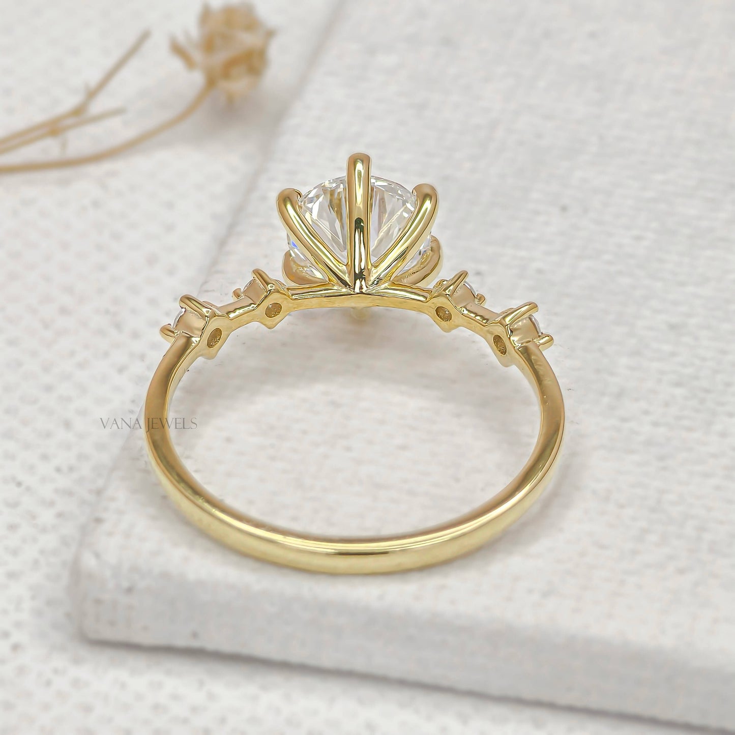 Five Stone Round Cut Lab Grown Diamond Engagement Ring