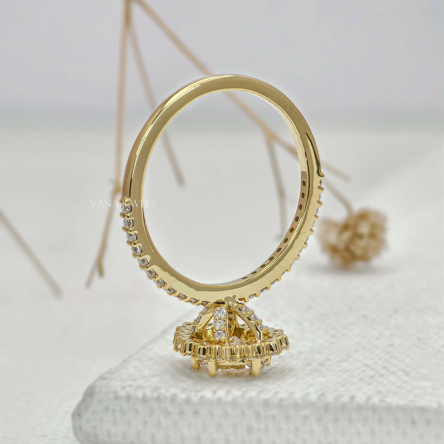 Pear Cut Lab Grown Diamond Halo Engagement Ring