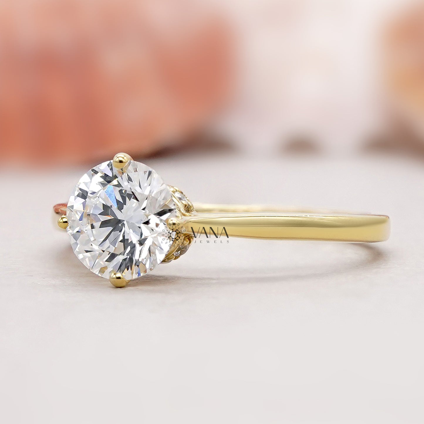 Hidden halo solitaire engagement ring