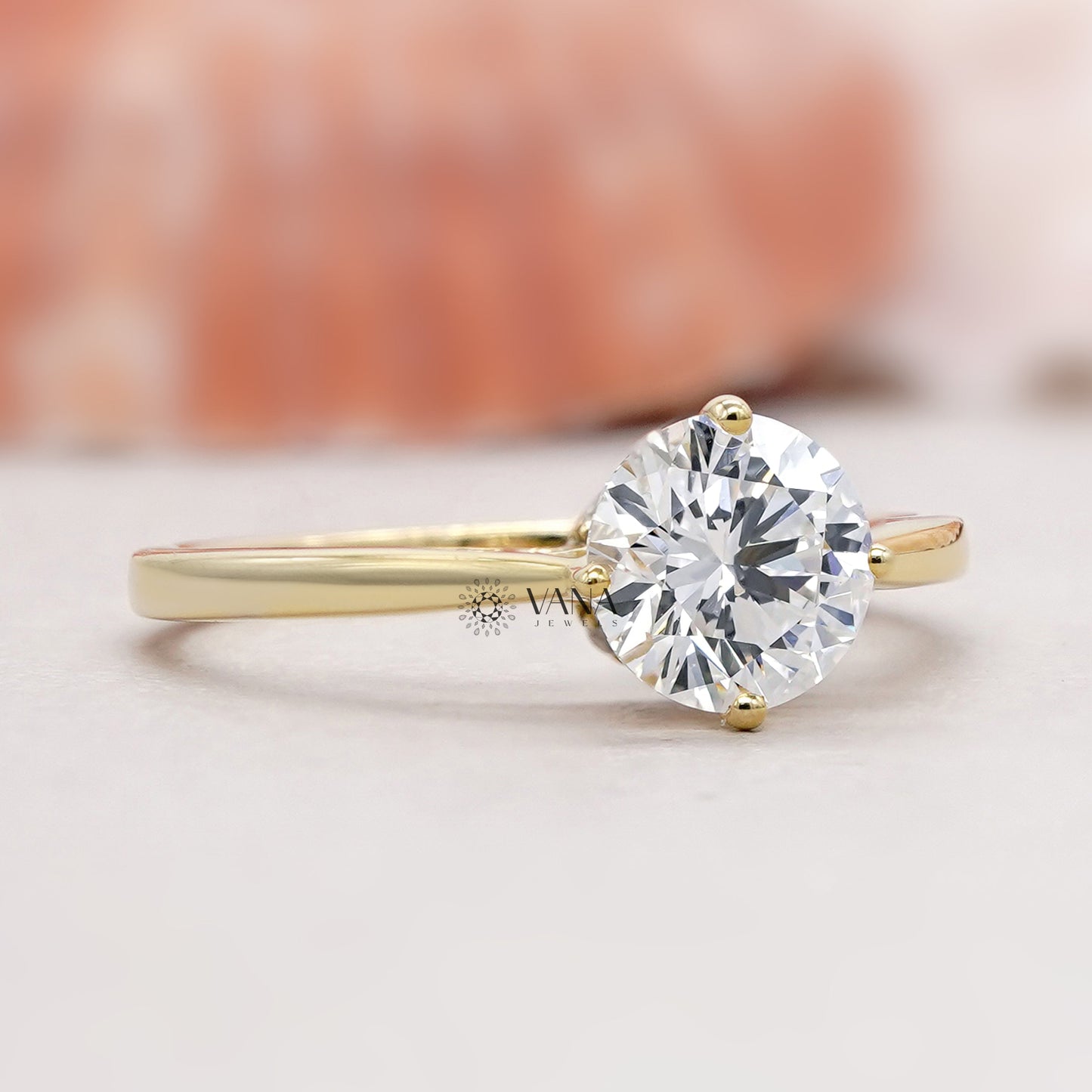 sustainable round diamond engagement ring