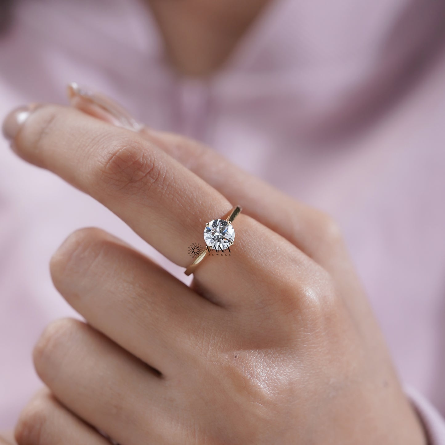 round cut lab created diamond ring