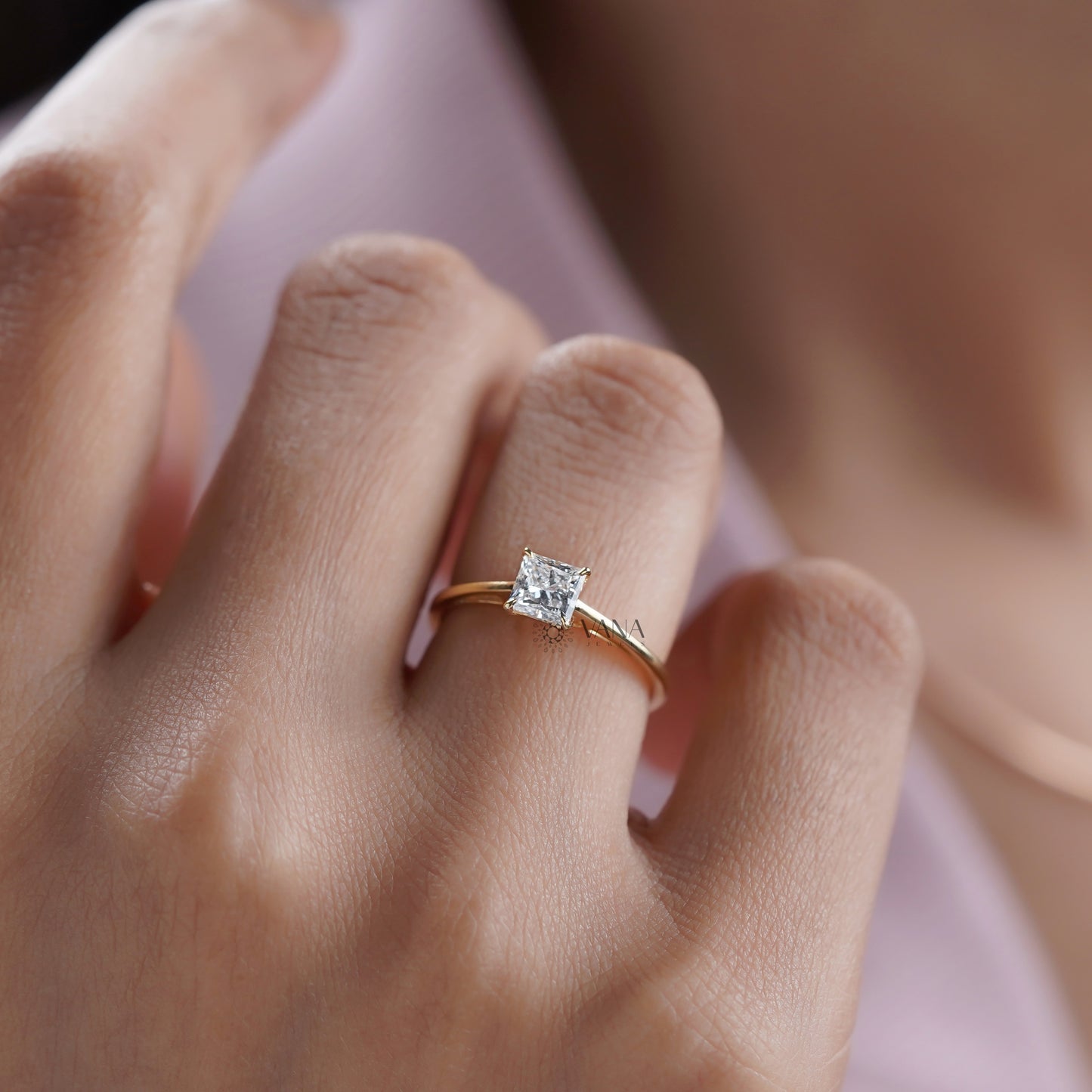 yellow gold cathedral setting ring
