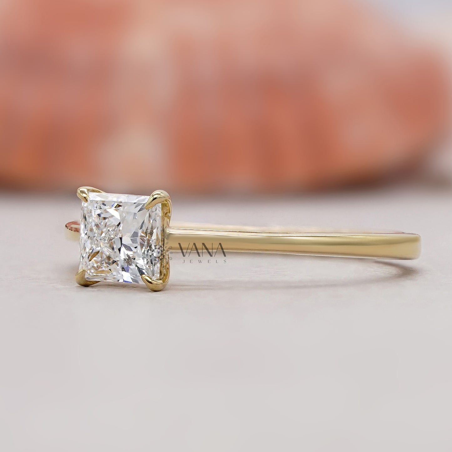 modern princess cut wedding ring