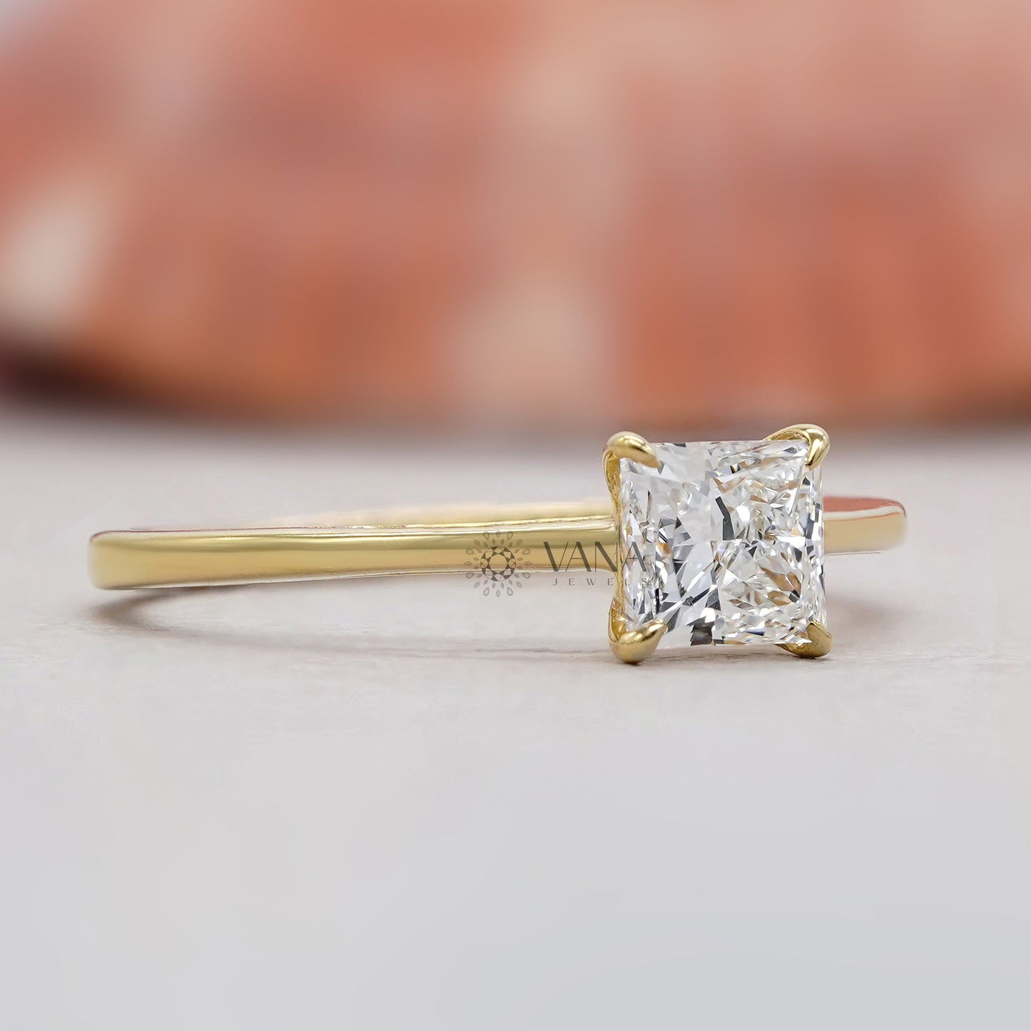 princess lab grown diamond engagement ring