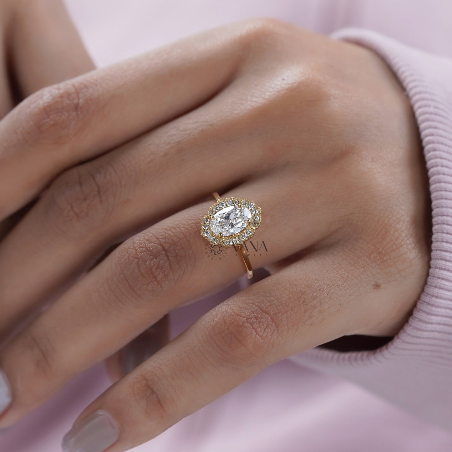 Vintage milgrain lab diamond wedding ring