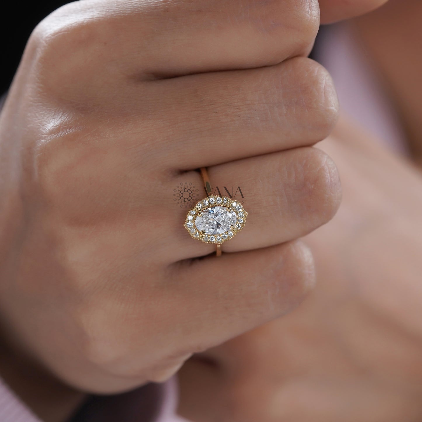 Art deco inspired lab diamond ring