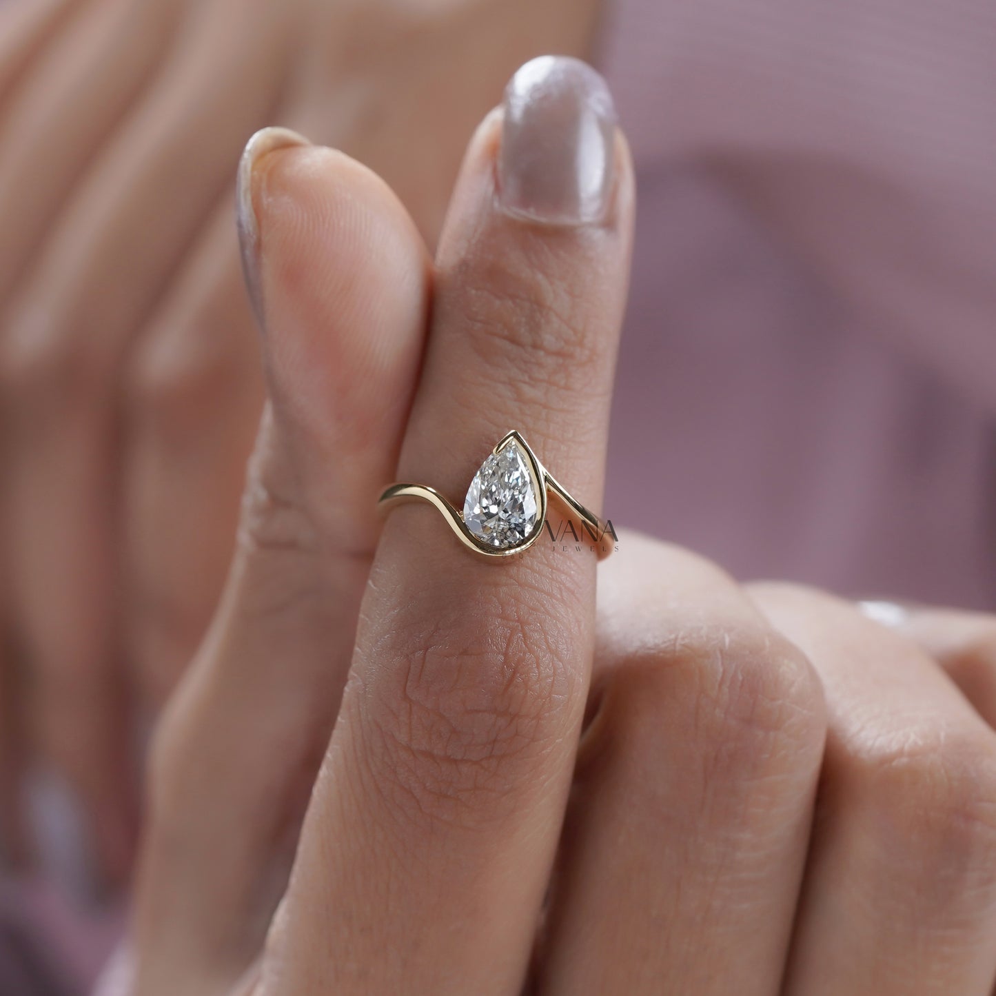 Gold Bypass Diamond Wedding Ring