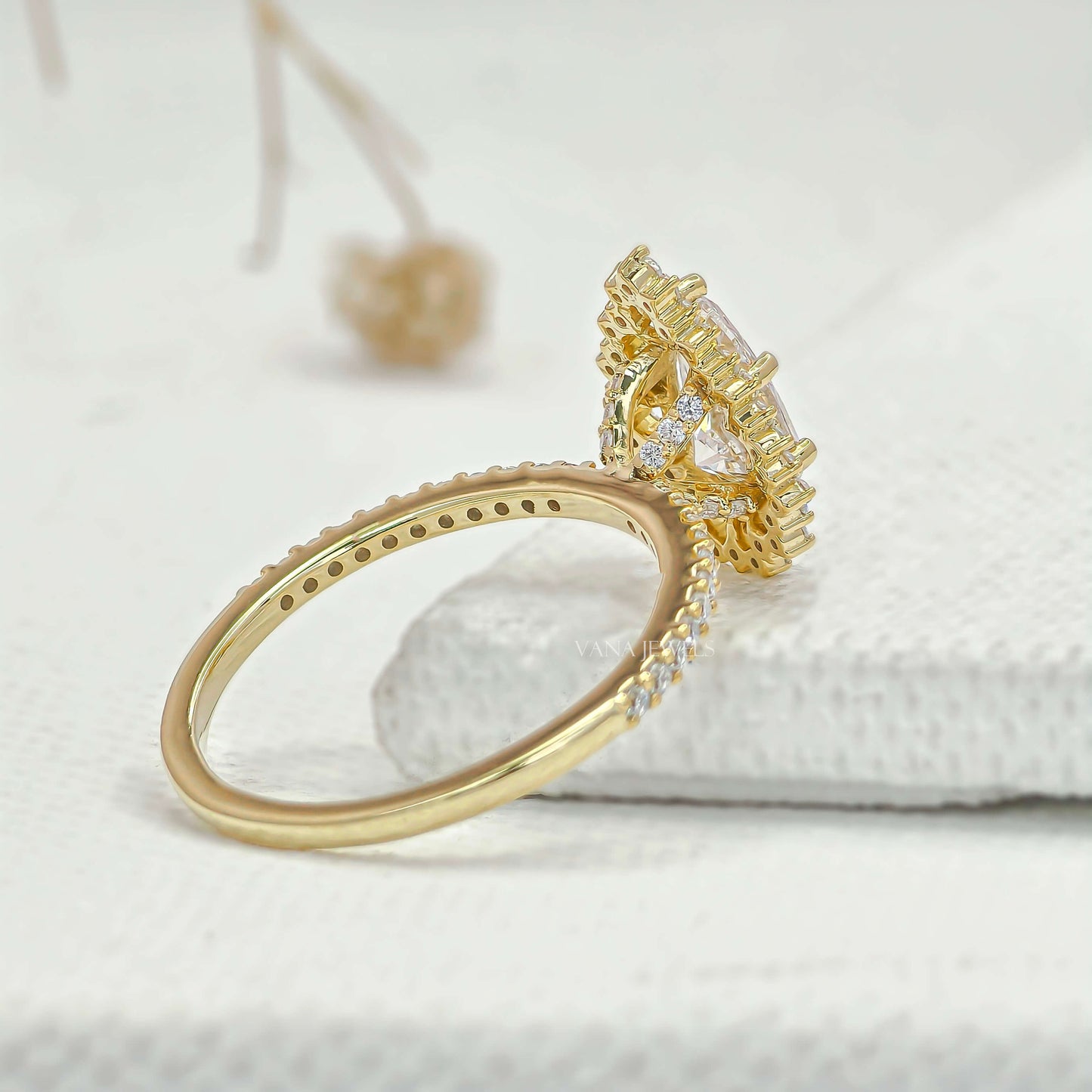 Pear Cut Lab Grown Diamond Halo Engagement Ring