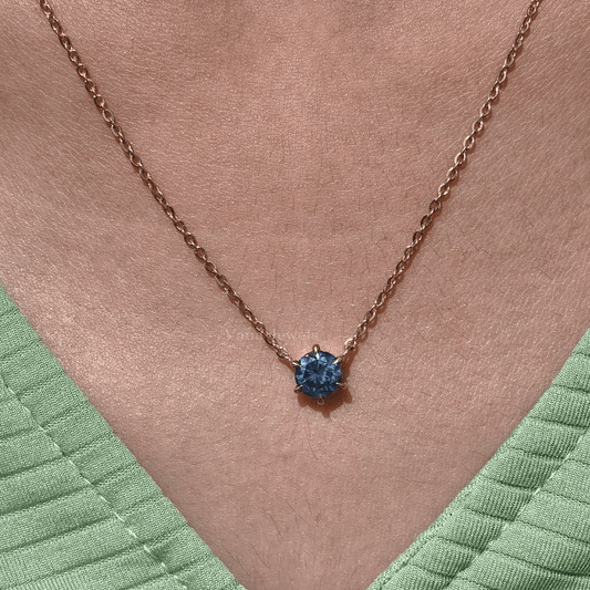 Blue moissanite solitaire pendant