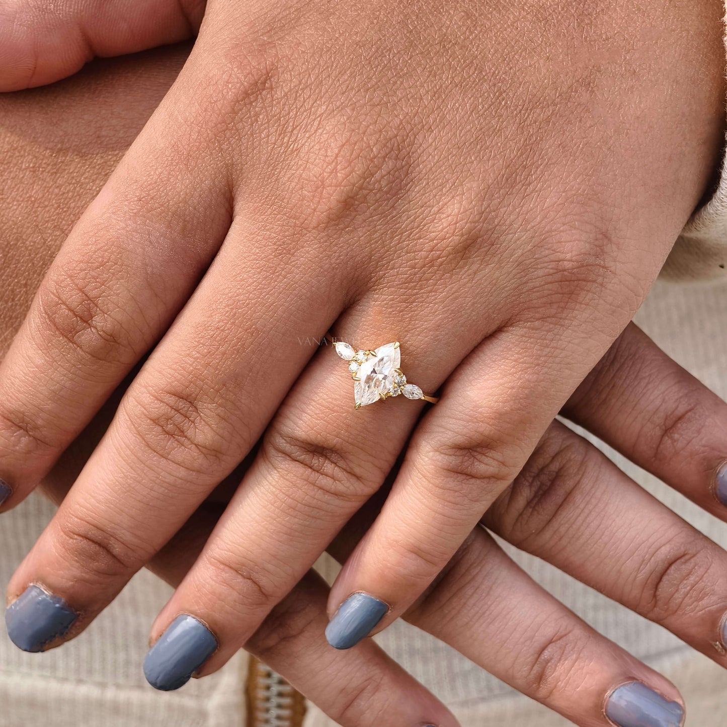 1.21 TCW Marquise Cut Moissanite Engagement Ring, Vintage Style Unique Proposal Ring for Her