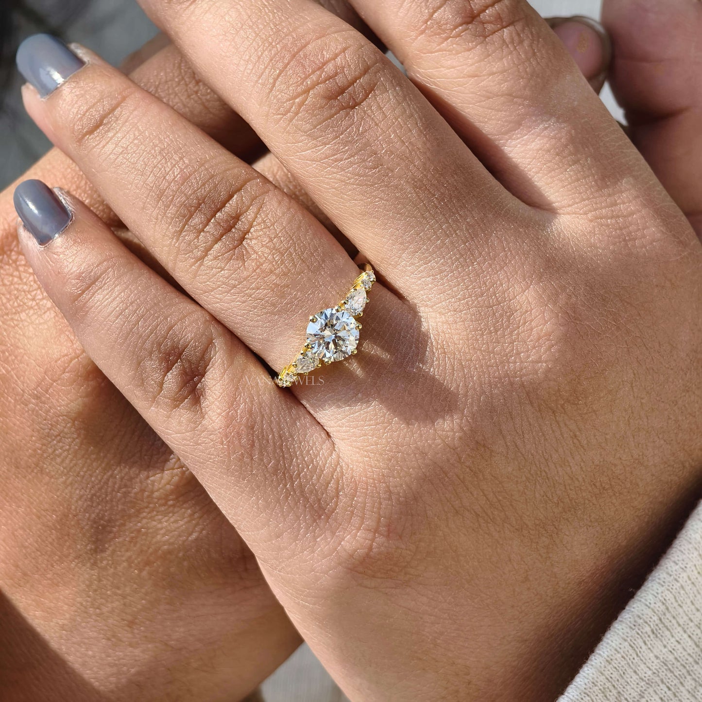 Round Cut Lab Grown Diamond Seven Stone Engagement Ring