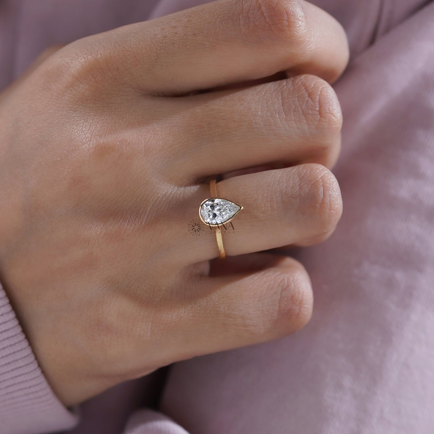 Dainty Pear Diamond Engagement Ring