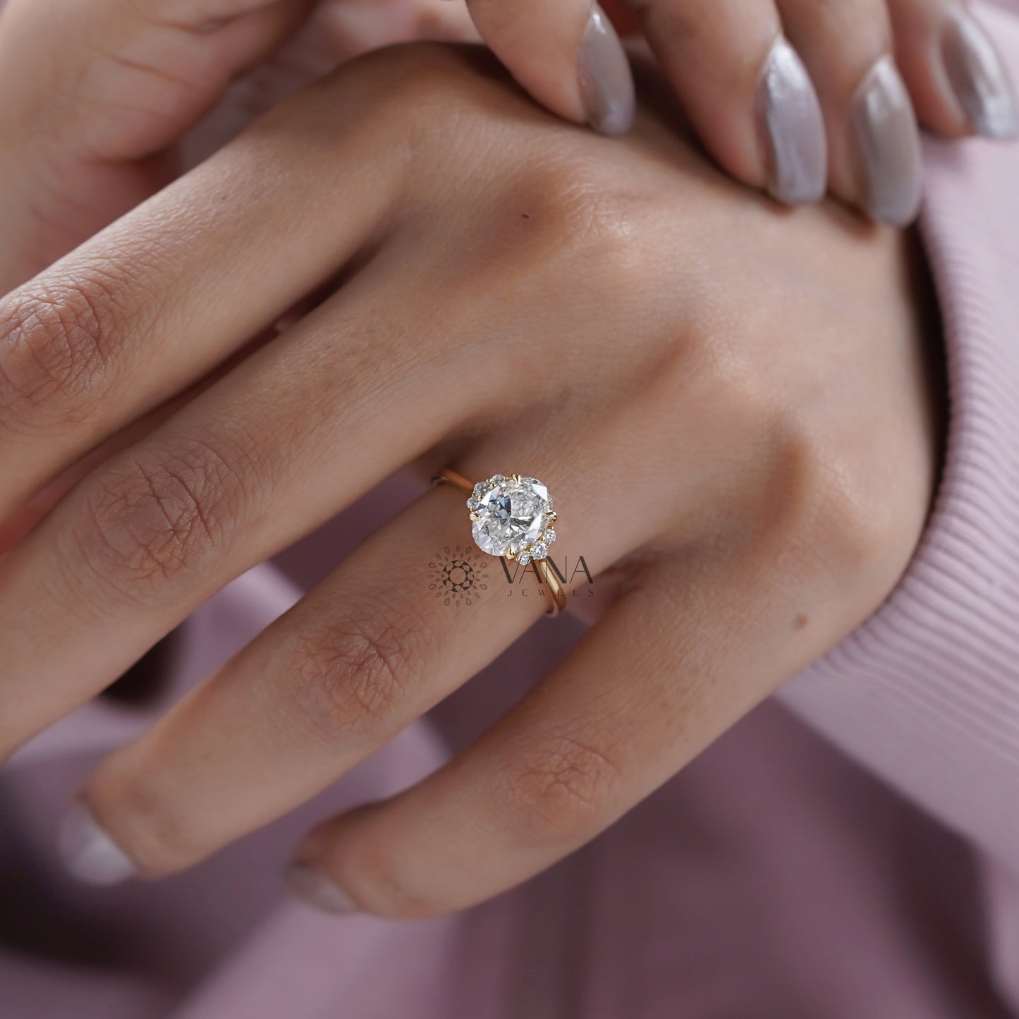 Oval Cut Lab Diamond Wedding Ring