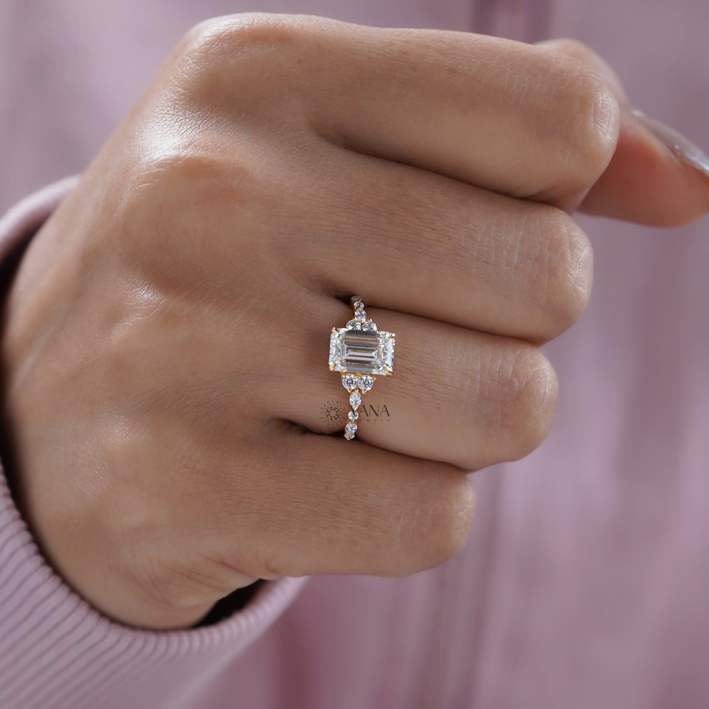 Marquise and Round Accent Ring