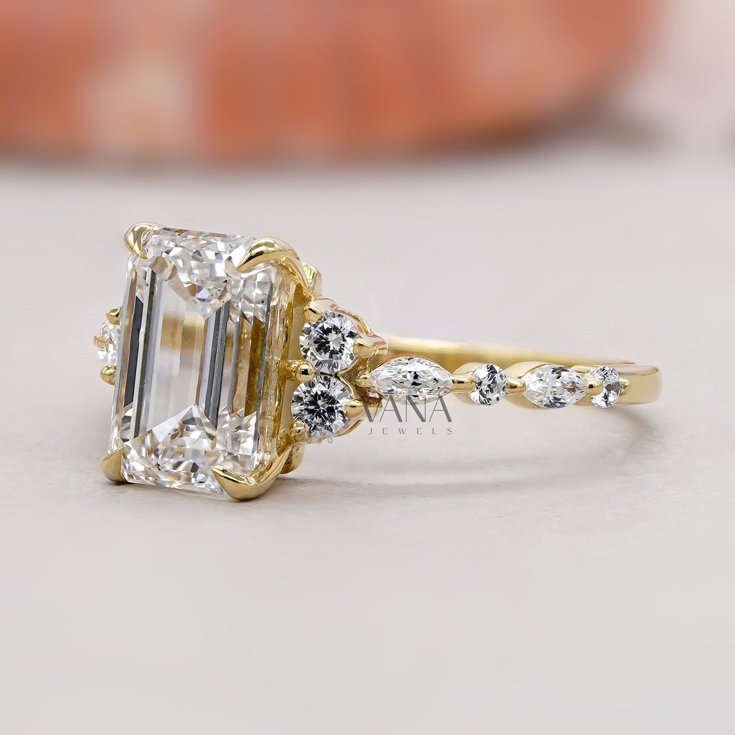 Lab Grown Emerald Cut Diamond Ring