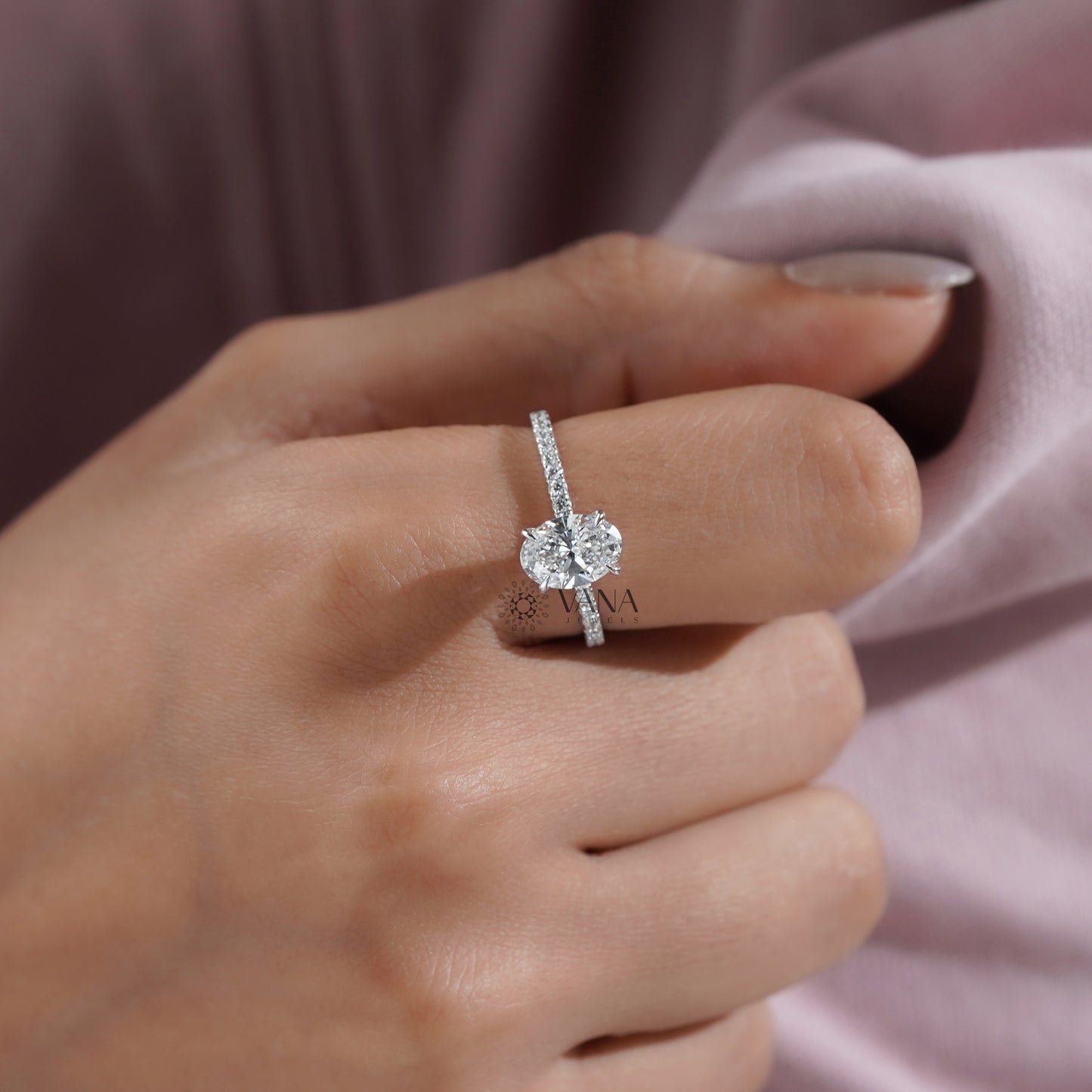 White Gold Oval Diamond Solitaire Ring