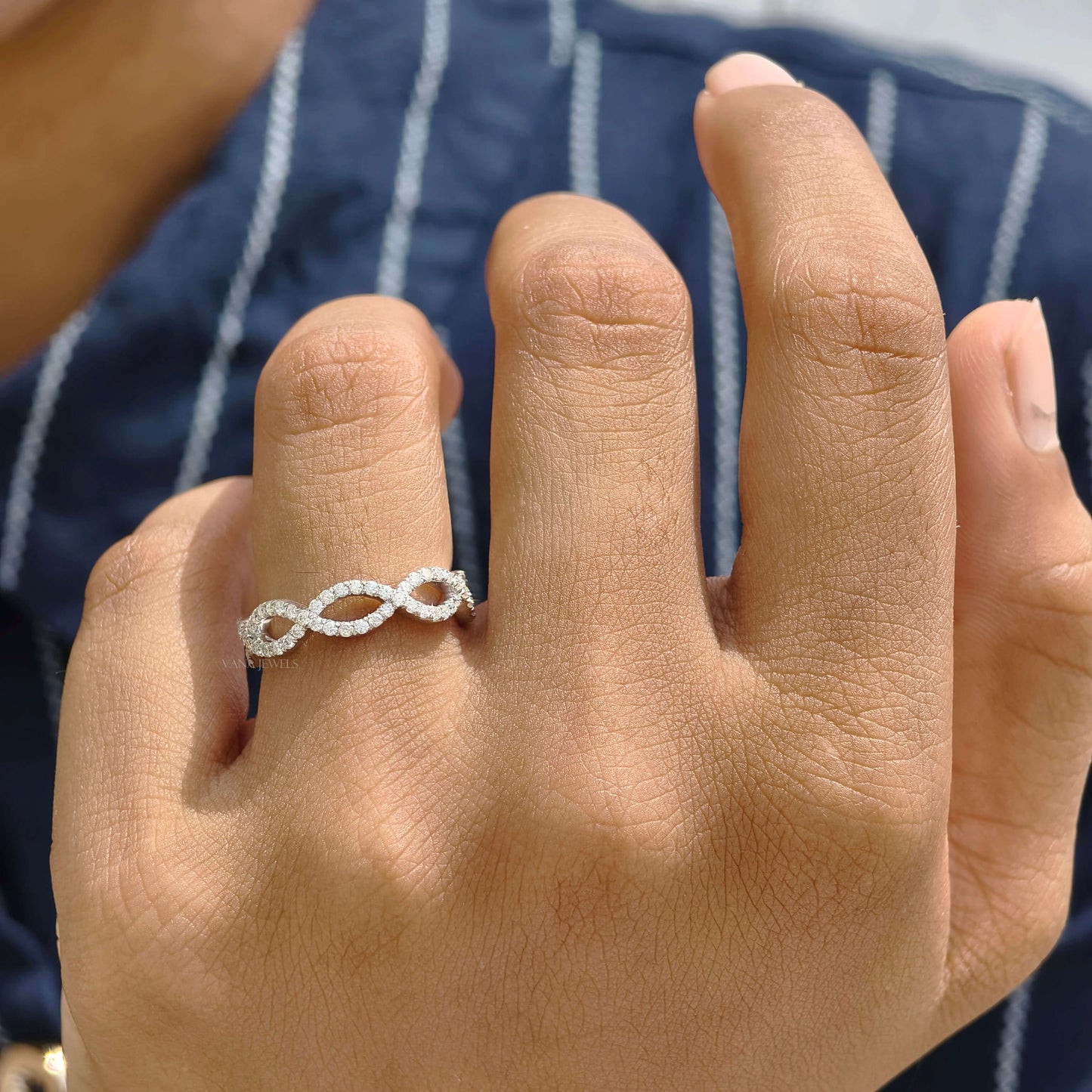 Round Brilliant Cut Lab Grown Diamond Pave Eternity Wedding Band
