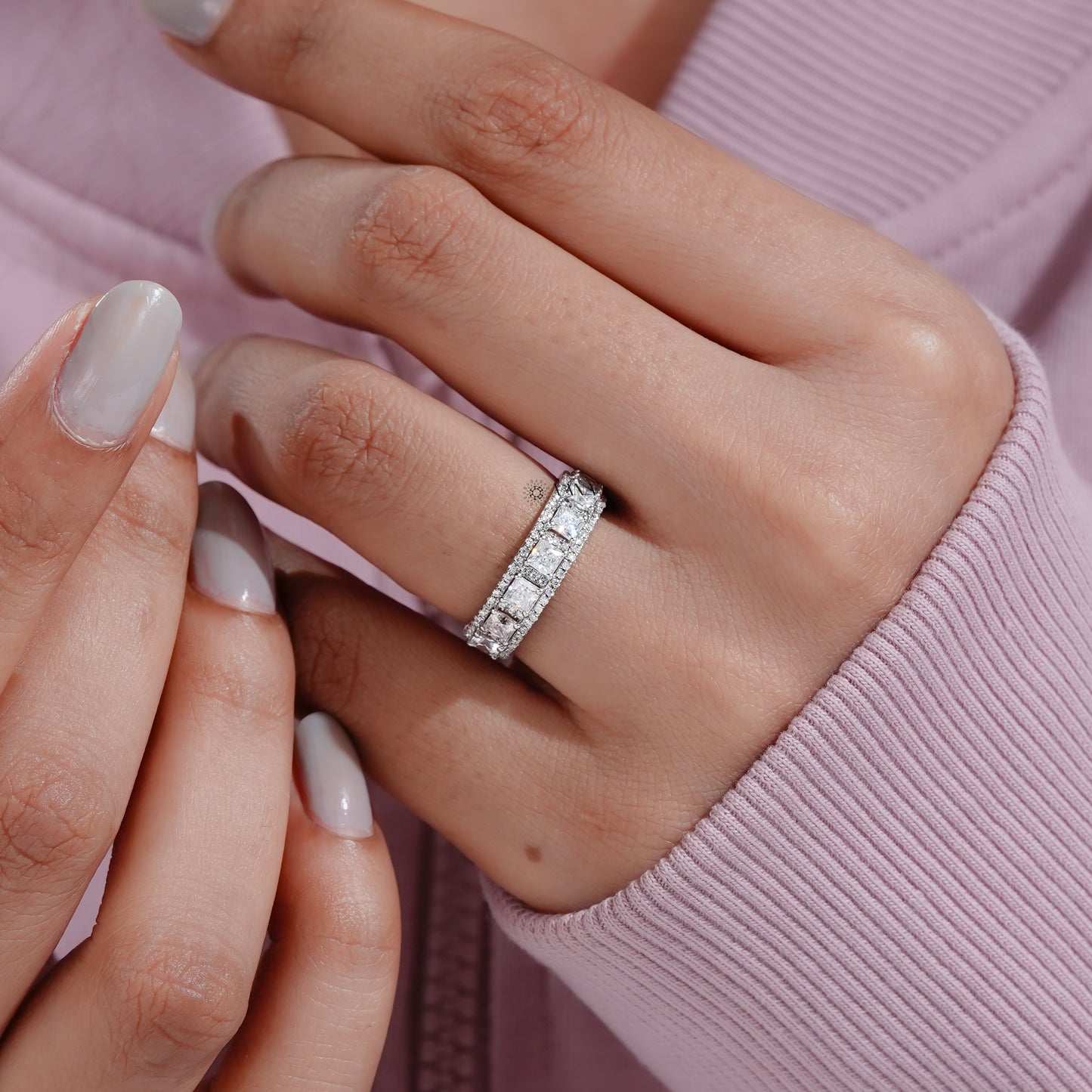 White Gold Lab Grown Diamond Statement Band