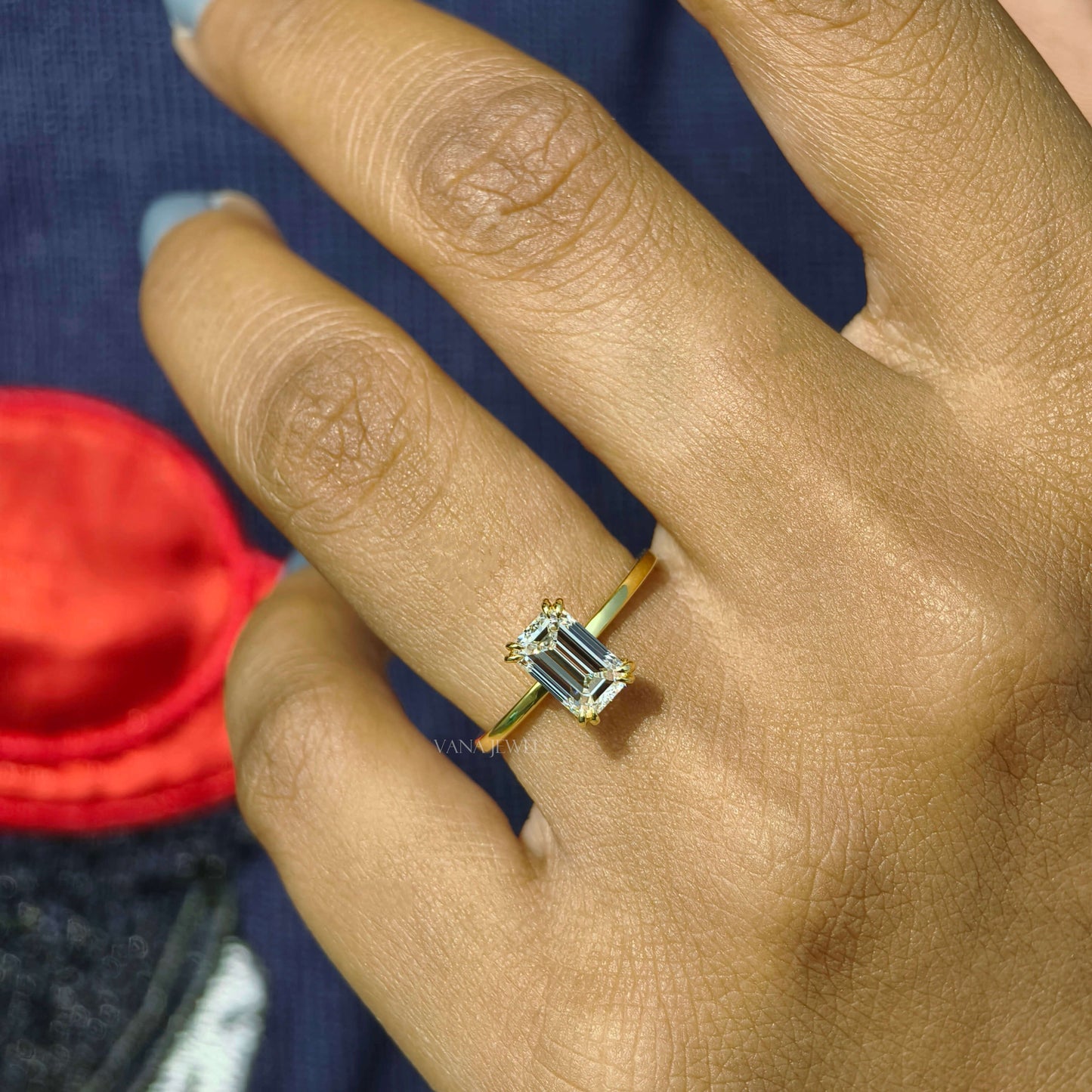 Emerald Cut Lab Grown Diamond Solitaire Engagement Ring
