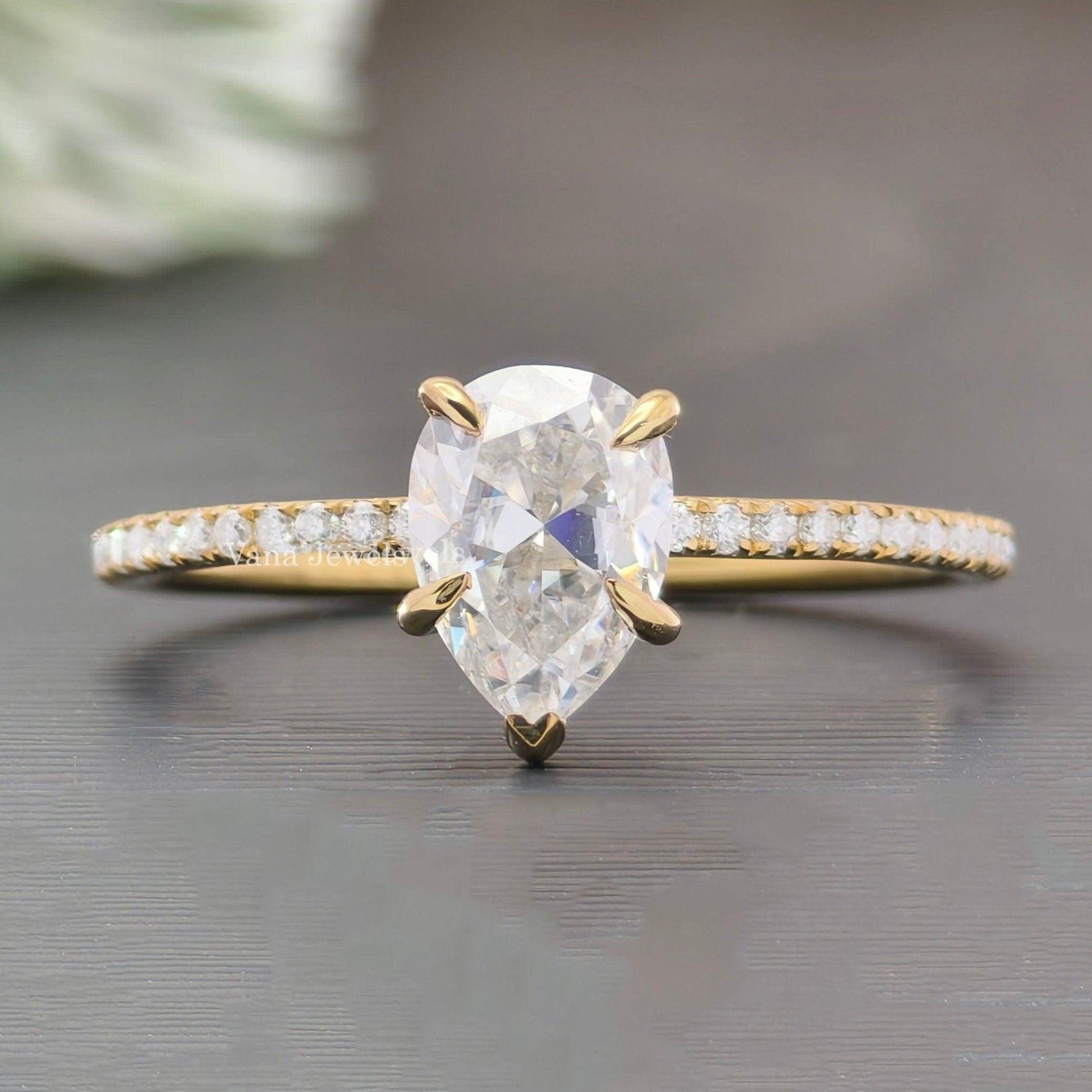 Pear cut moissanite ring