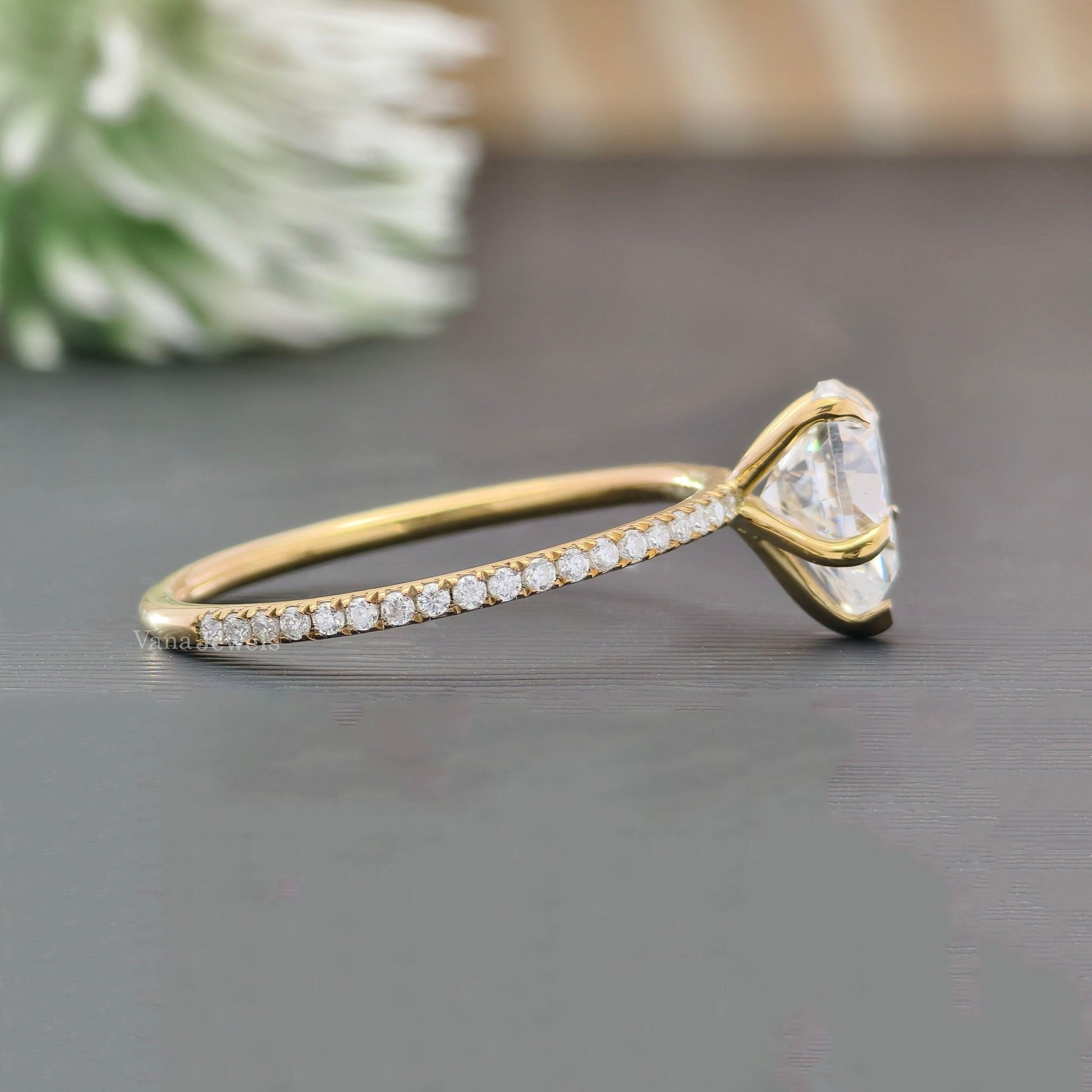 Moissanite pear engagement ring for anniversary or proposal gift