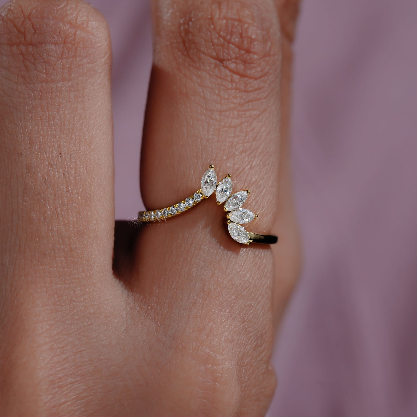 Lab created marquise diamond stacking ring