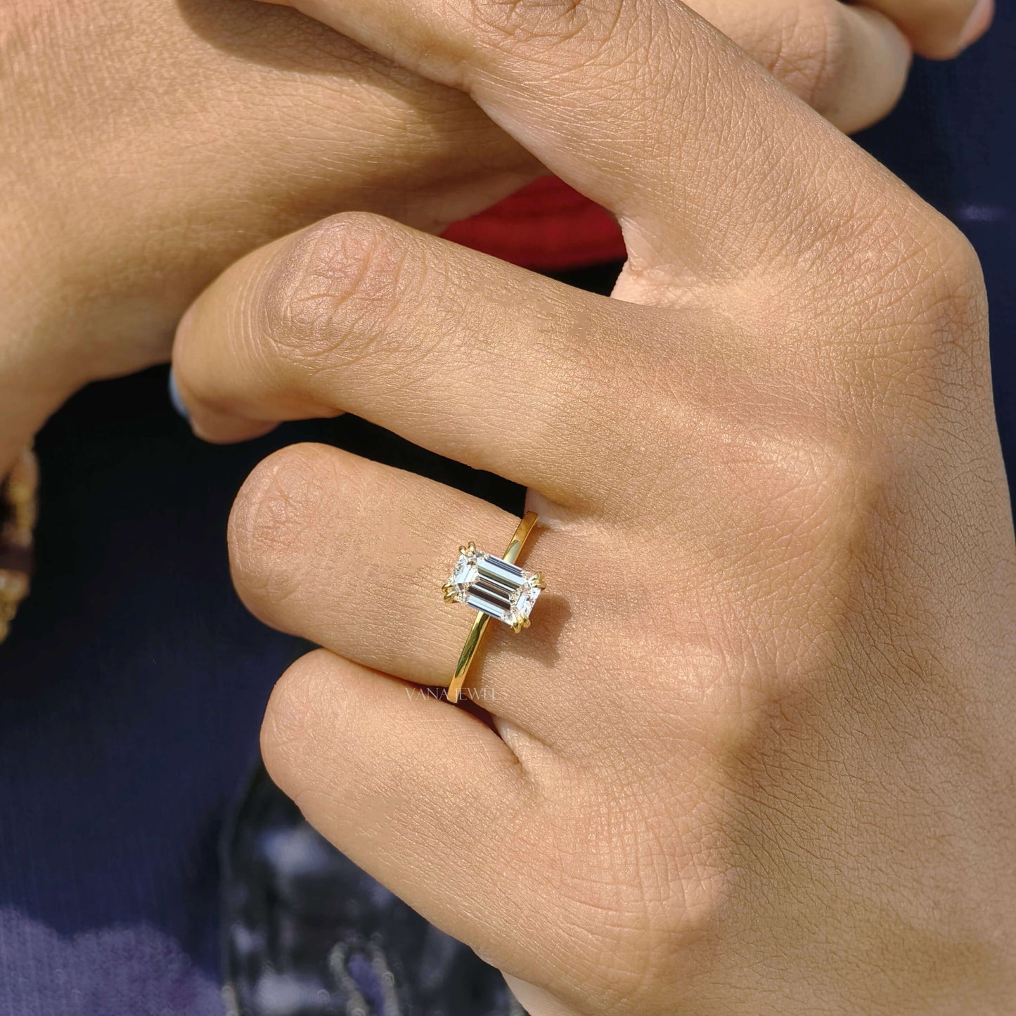Emerald Cut Lab Grown Diamond Solitaire Engagement Ring