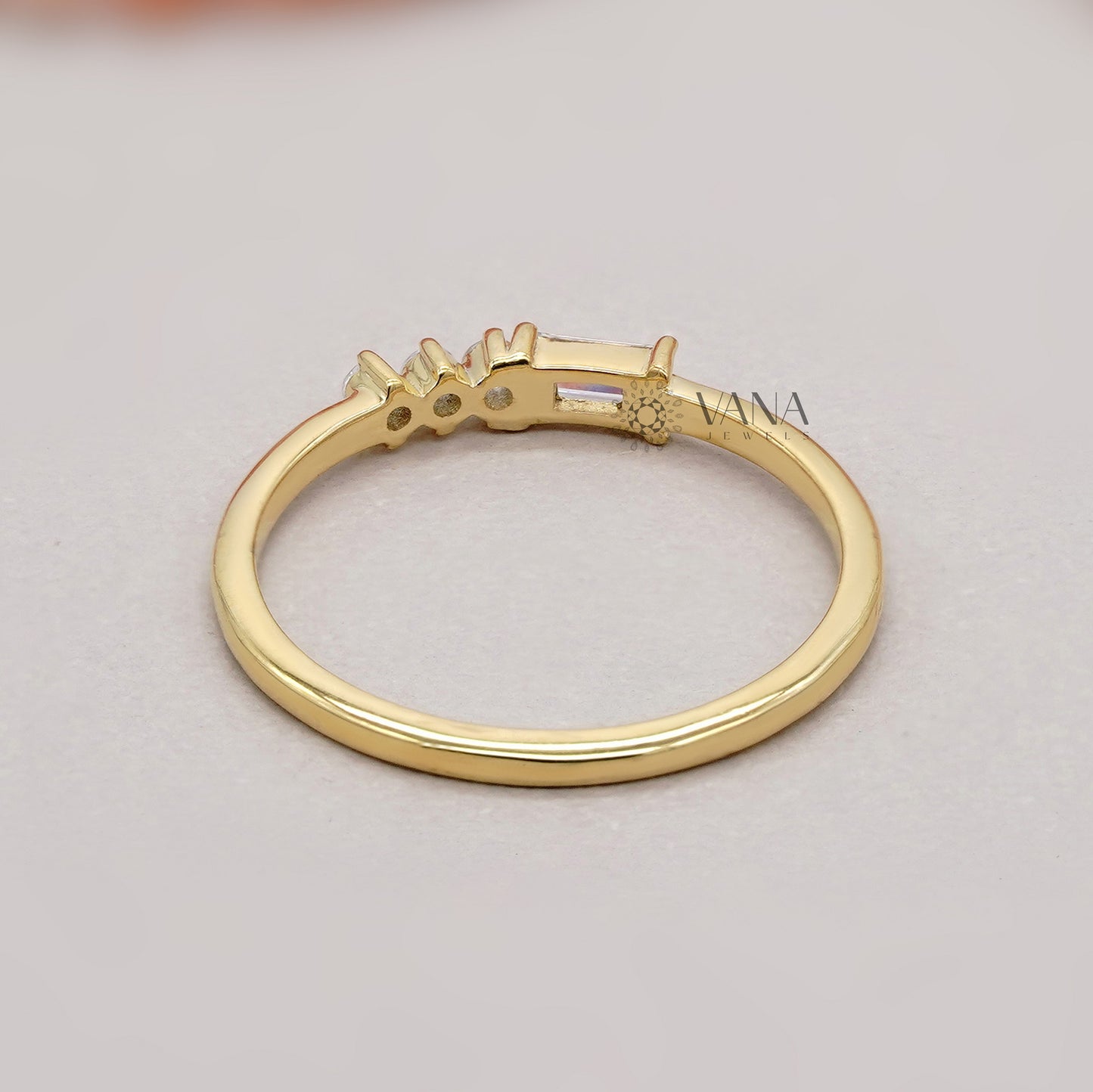 Modern Baguette and Round Diamond Ring