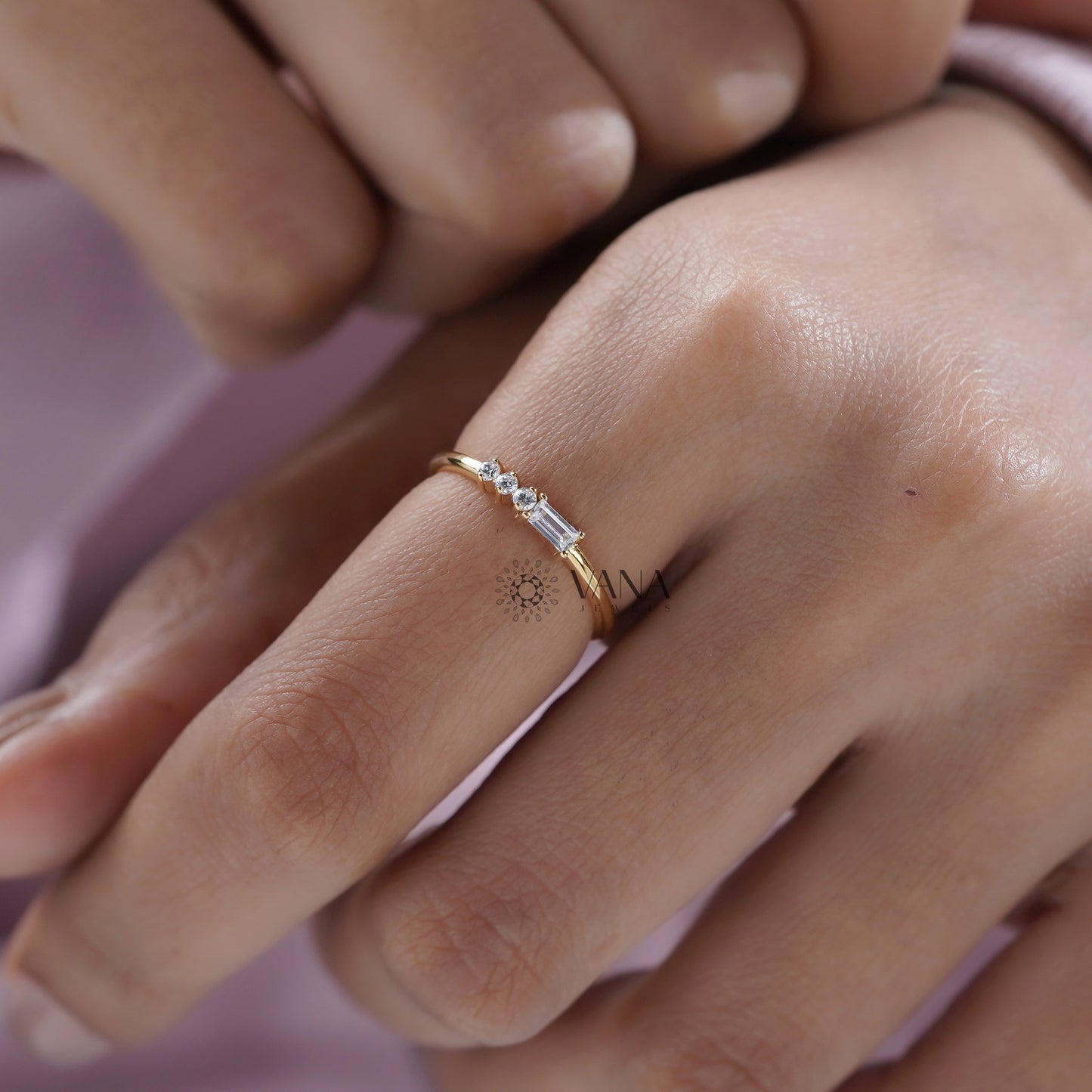 Lab Diamond Baguette and Round Cut Band