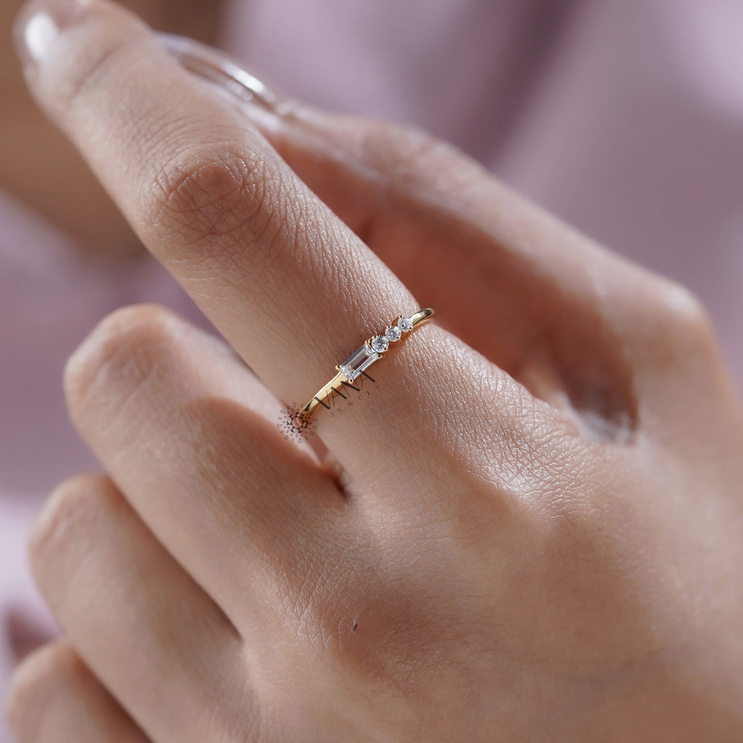 Minimalist Baguette Cut Diamond Ring