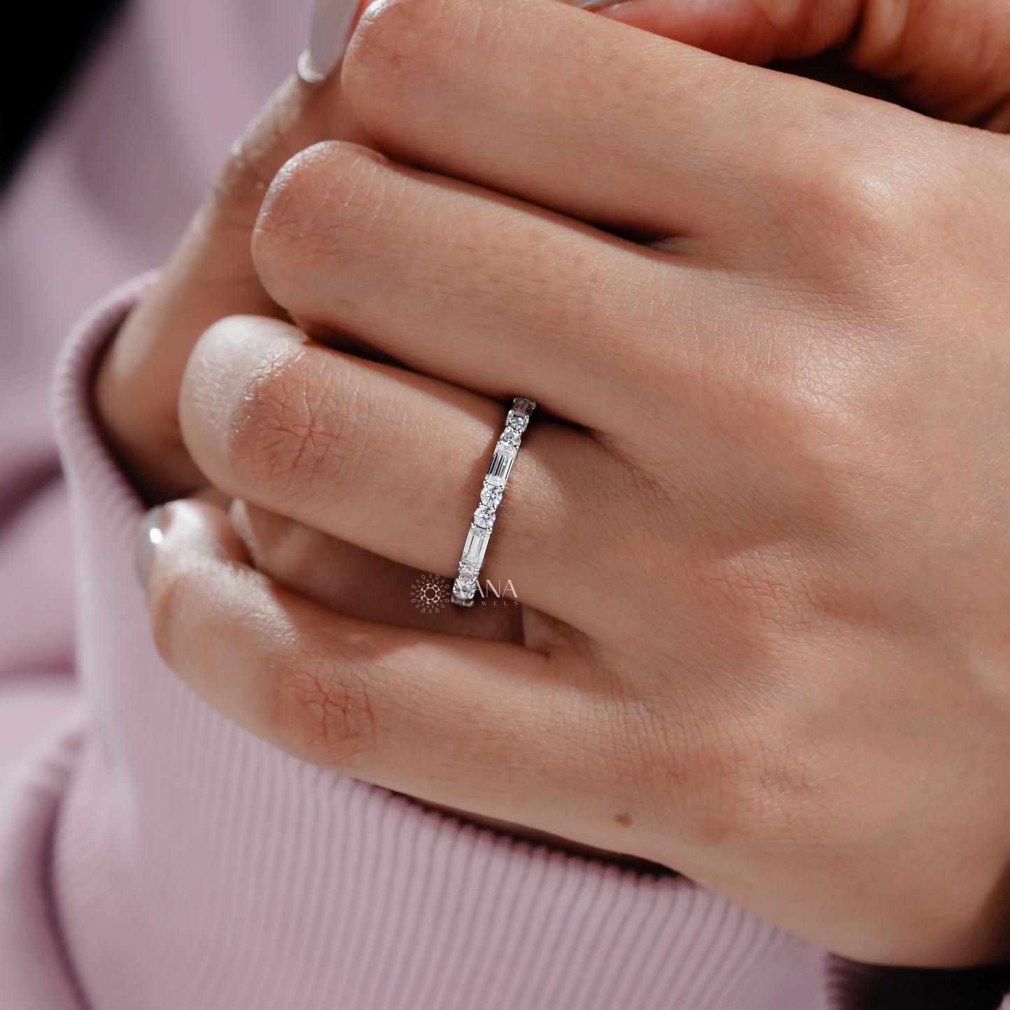 Lab grown baguette diamond ring