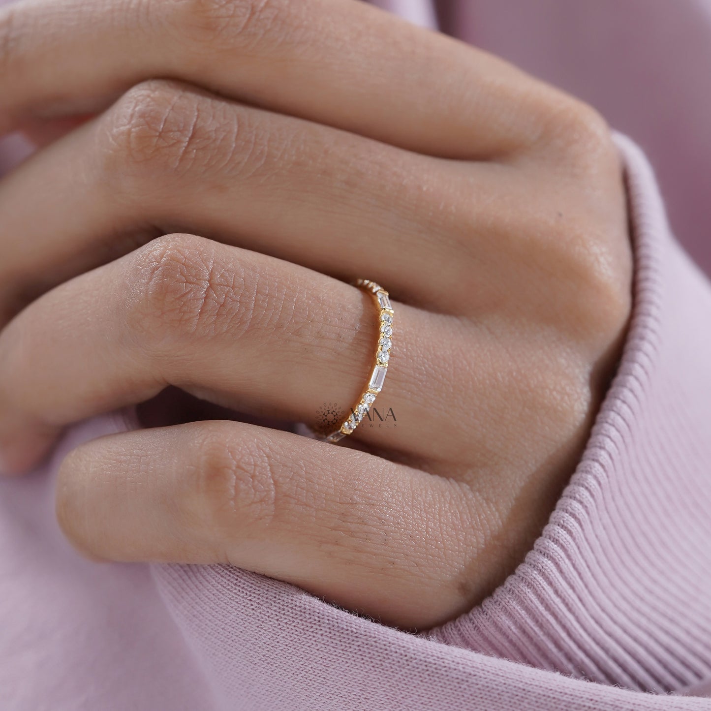 Baguette and Round Diamond Eternity Band