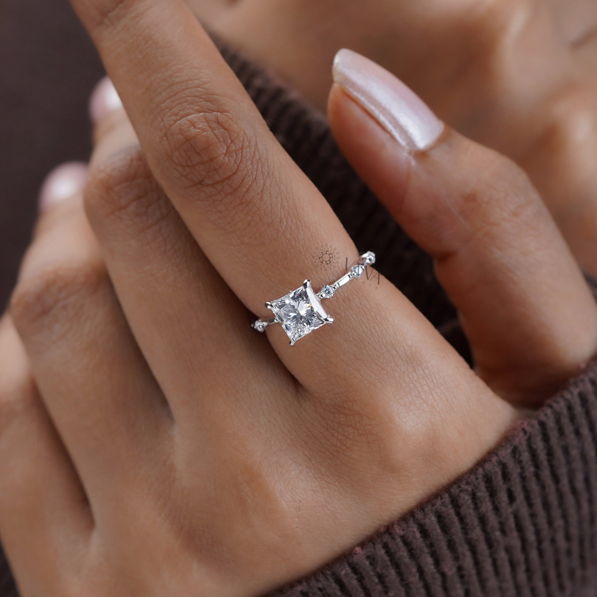 Square moissanite anniversary ring