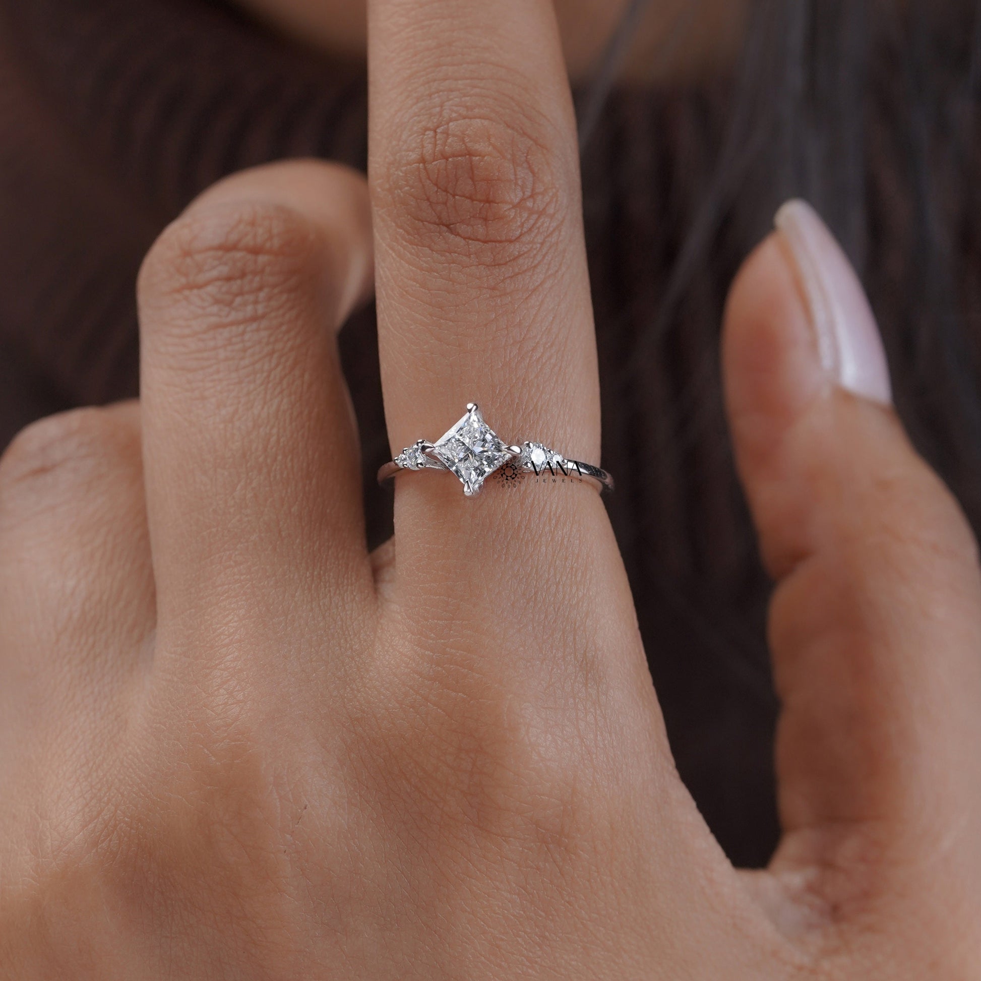 Dainty moissanite promise ring