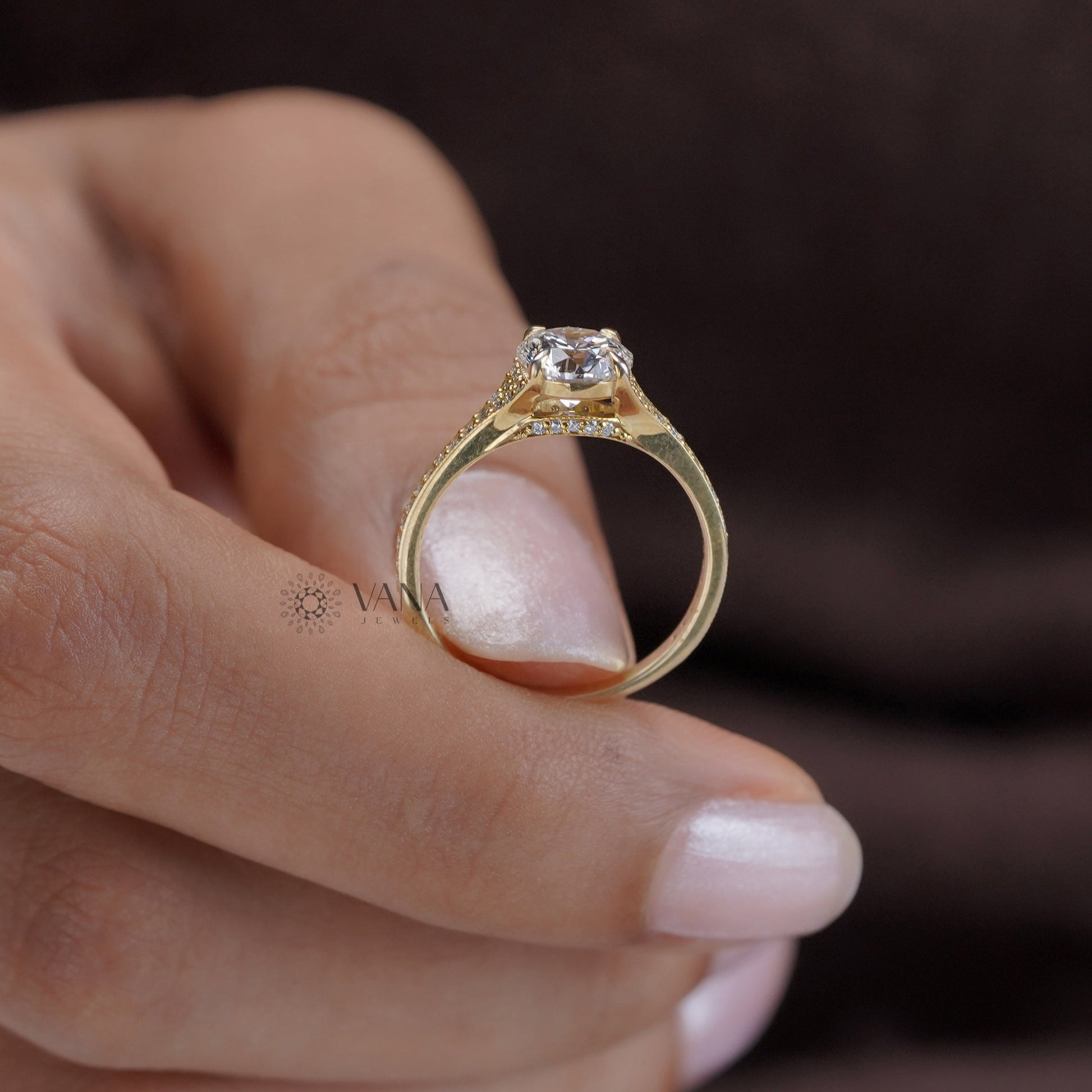 Hidden halo and pave set moissanite ring