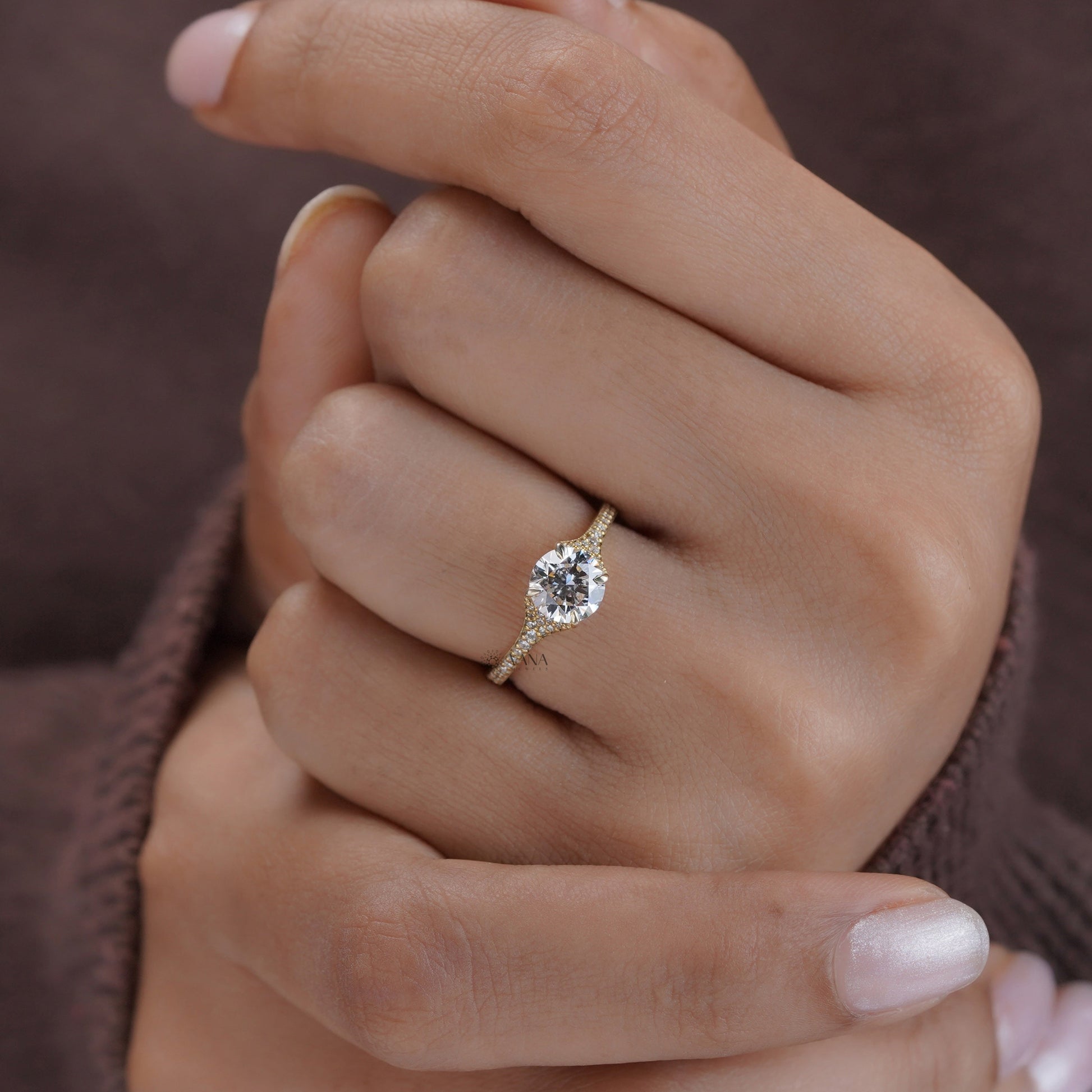 Hidden halo moissanite ring