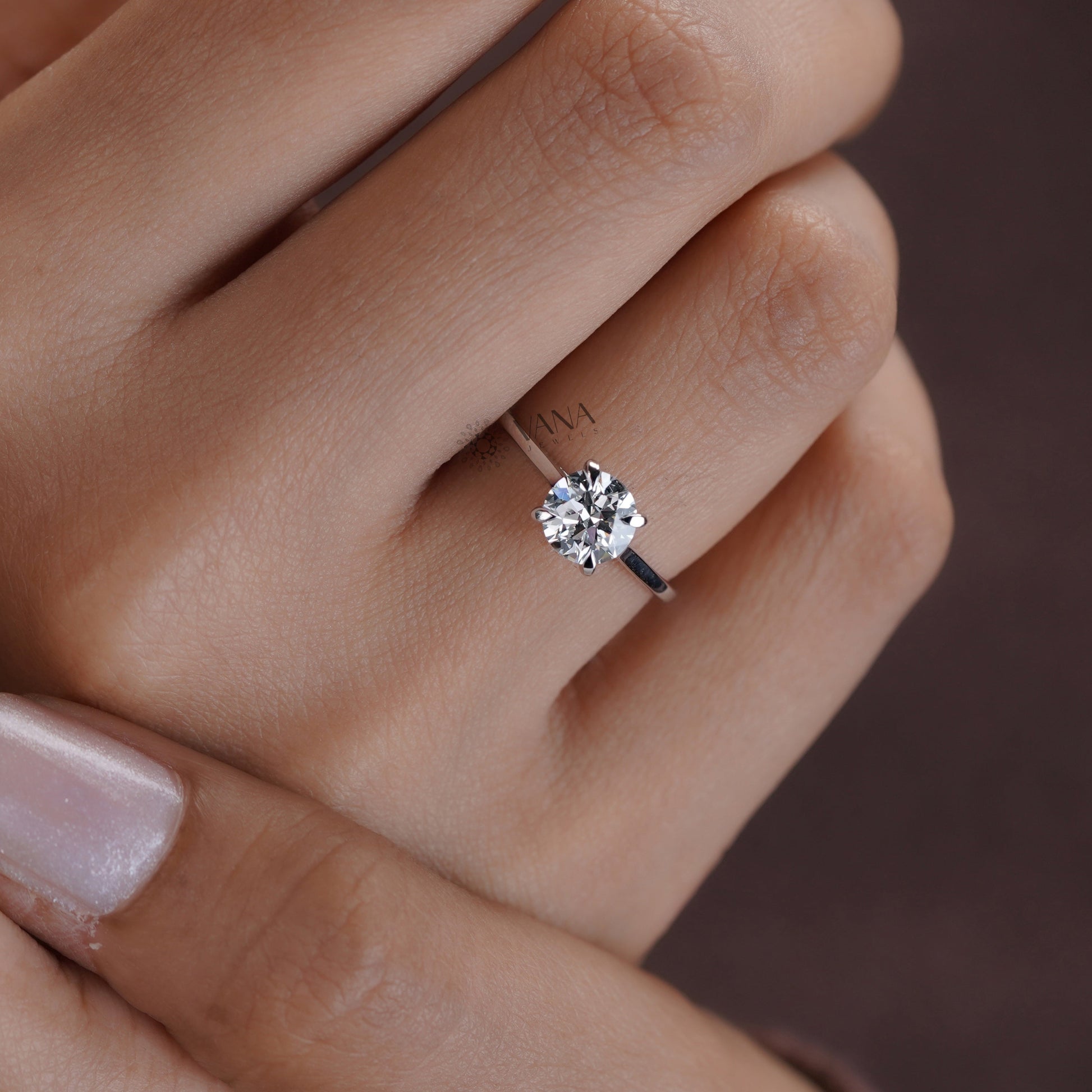 Simple moissanite solitaire ring for women in elegant white gold