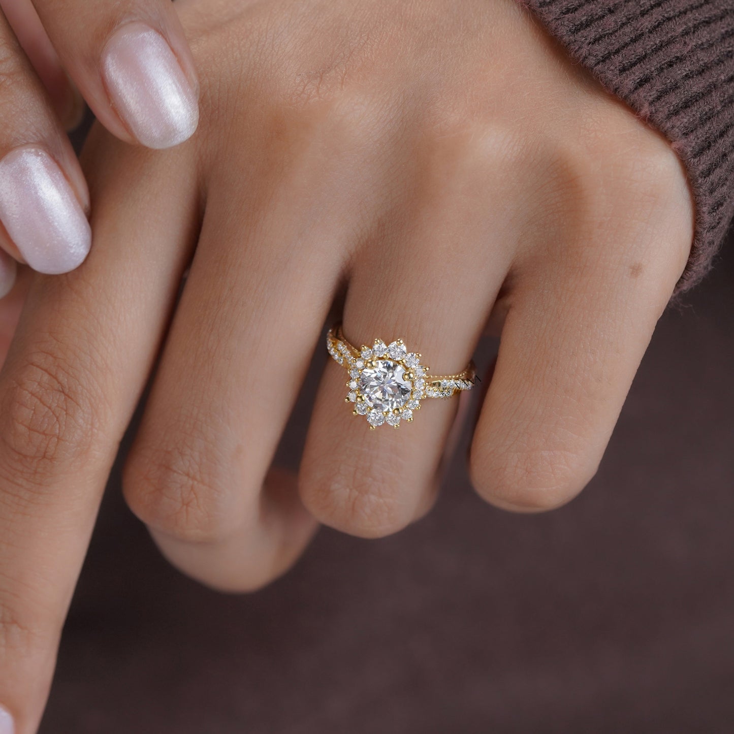 Twisted pave set moissanite vintage ring