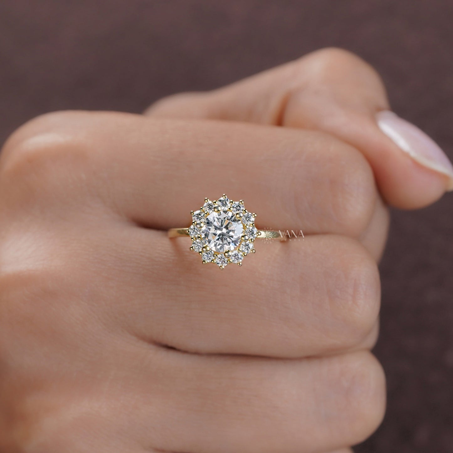 Timeless flower cluster moissanite ring for anniversary or proposal