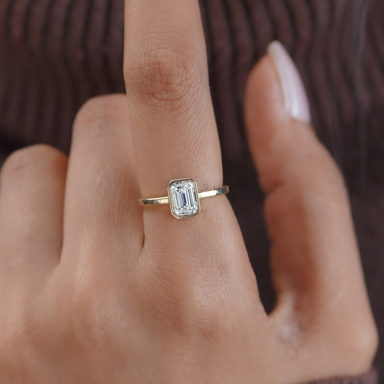 Simple emerald cut bridal ring