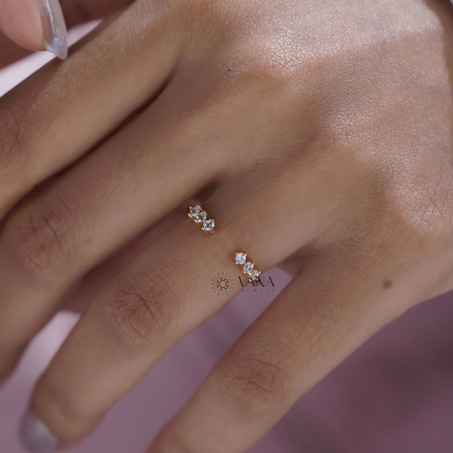 Open Cuff Lab Grown Diamond Wedding Band in Floating Bubble Setting